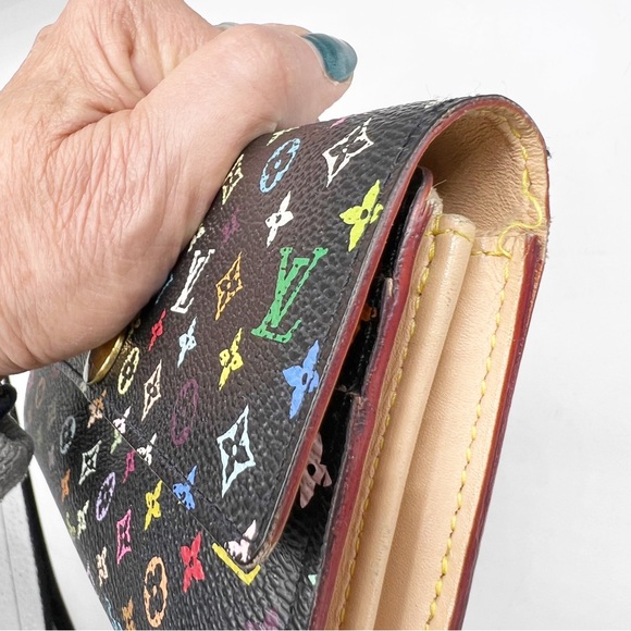 Louis Vuitton Takashi Murakami Black Multicolor Sarah Long Wallet Authentic 2007 - Picture 12 of 17